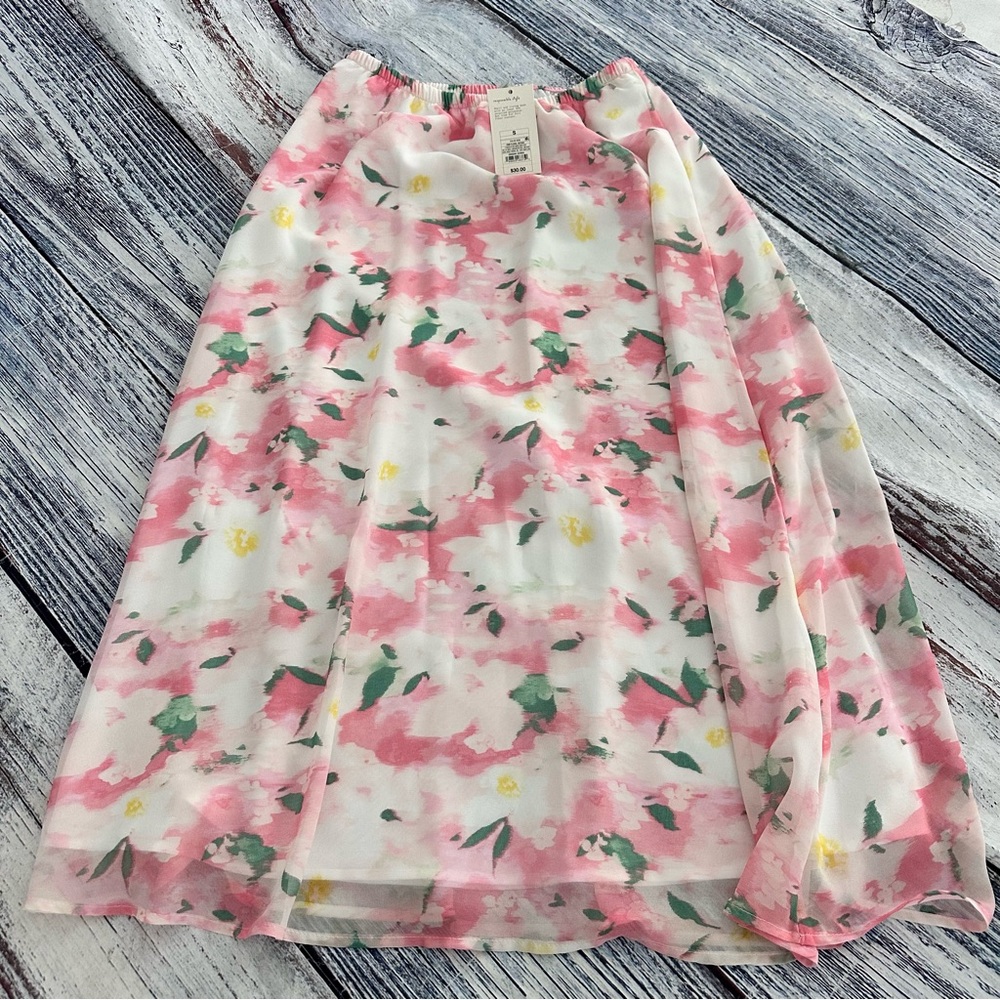 NWT “A New Day” Floral Pink Midi Skirt - Picture 2 of 6